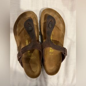 Birkenstock thong Gizeh brown leather size 39 (8)US brand new